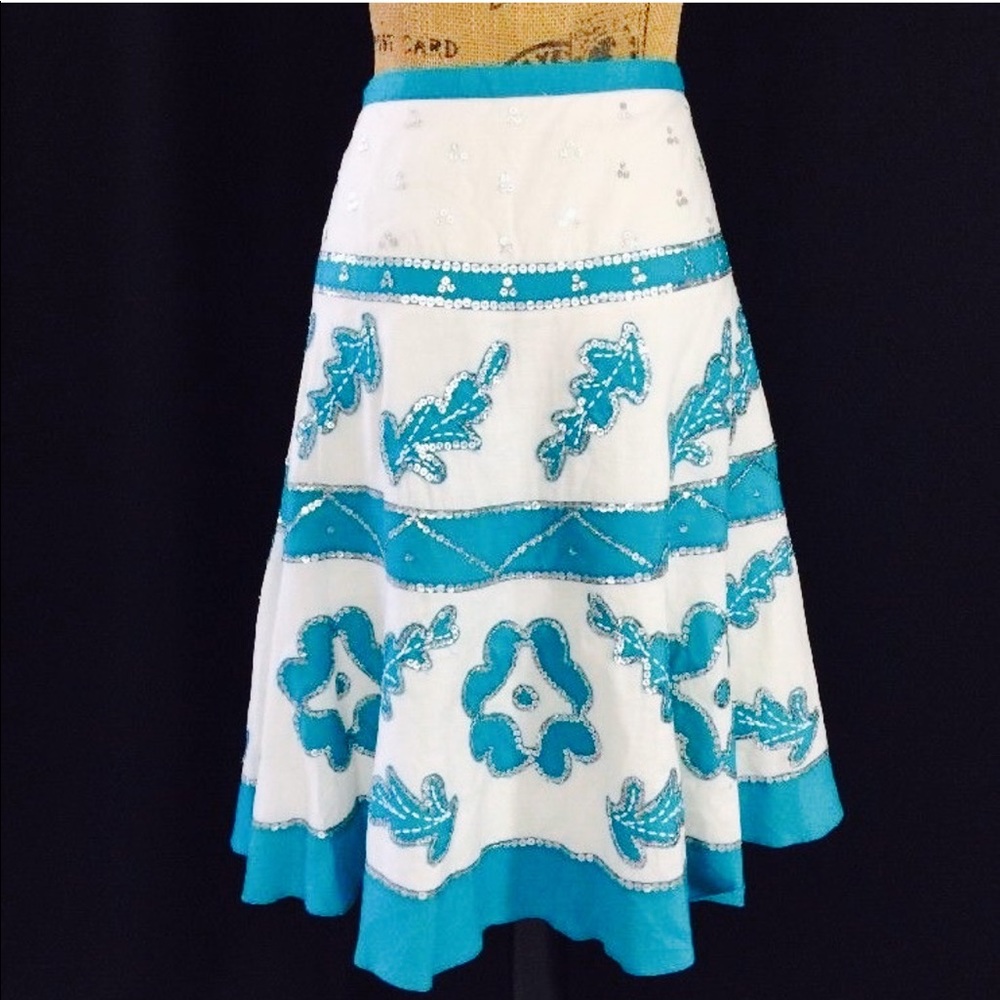 BCBG MAZ AZRIA Turquoise Sequin Skirt