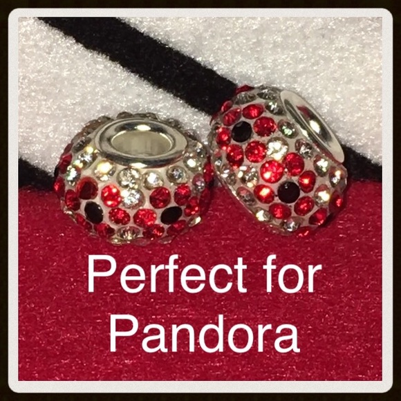 Sparkling Red Flower European Charms for Pandora