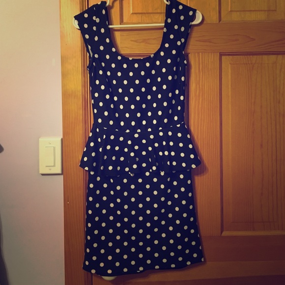 Black and White Polka Dot Peplum Dress