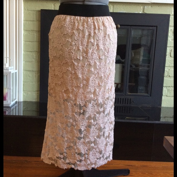 Free people blush lace skirt