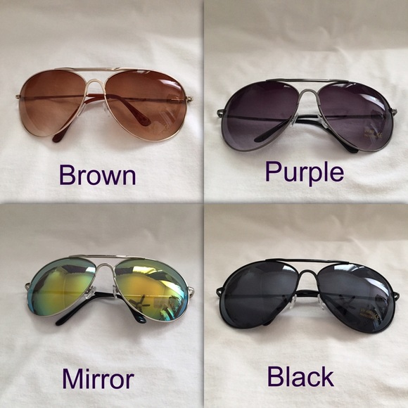 Brown mirrored purple black aviator sunglasses - Picture 2 of 3
