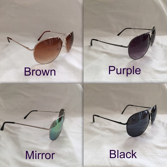Brown mirrored purple black aviator sunglasses - Picture 3 of 3