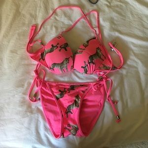VS PINK Neon pink leopard bikini