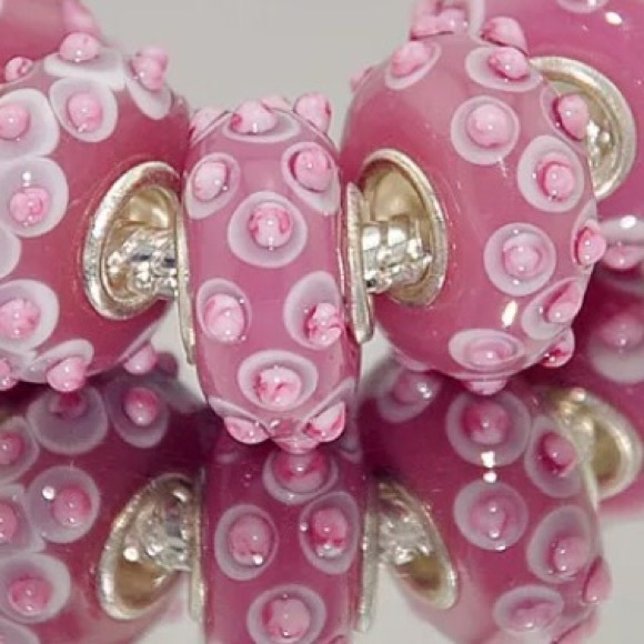Unique Pink Murano Glass Bead Charm for Pandora