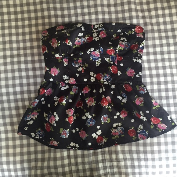 Floral peplum tube top