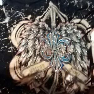 Men's Black short sleeve shirt with bling.