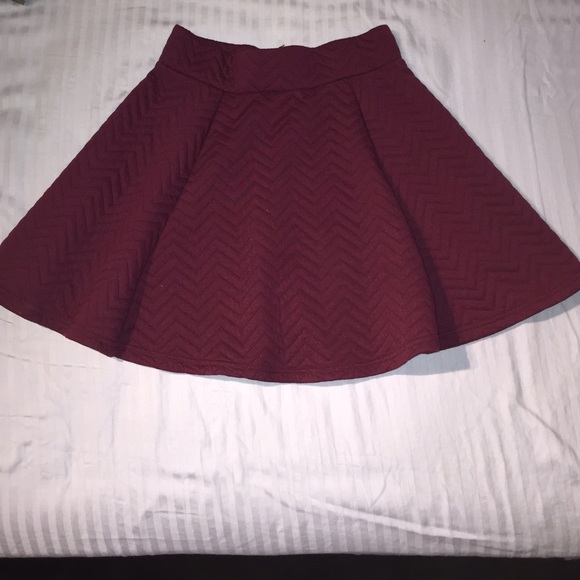 Maroon quilted skater skirt (H&M)