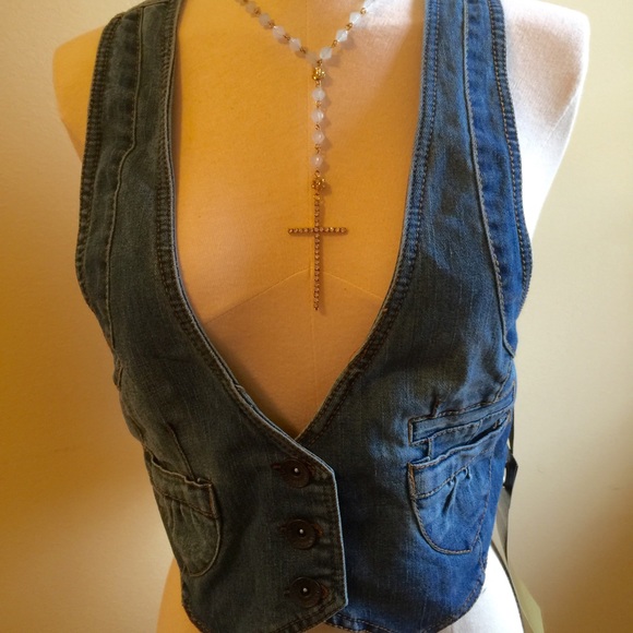 fitted denim vest