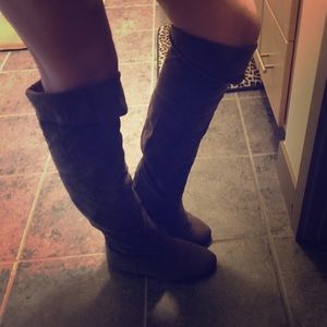 Gray Faux Suede Boots
