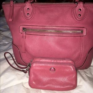 Poppy small leather tote rose