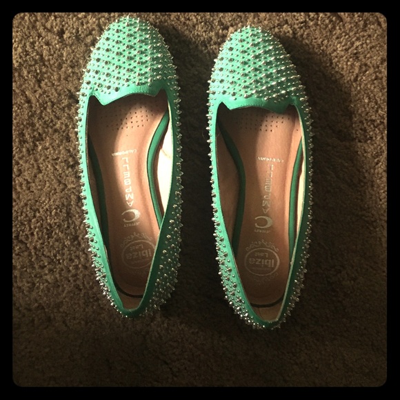 Studded green flats