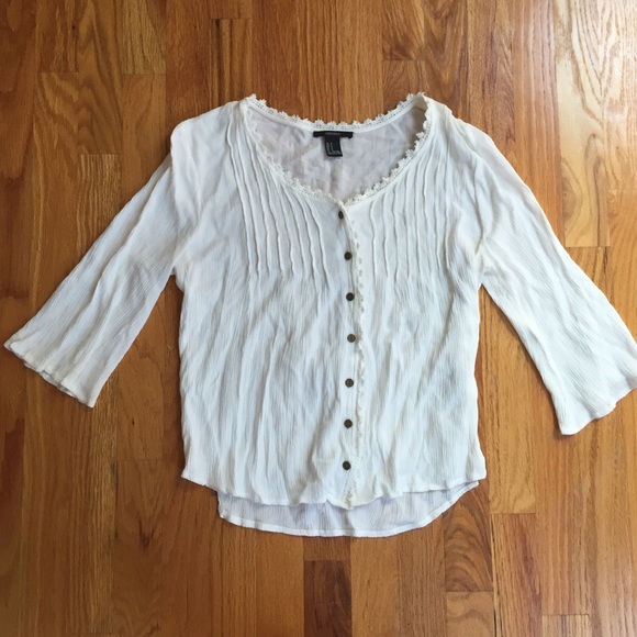 Forever 21 crop top blouse button down - Picture 1 of 2