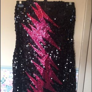 Sequin Party Dress w/ Pink Lightning Bolt Design