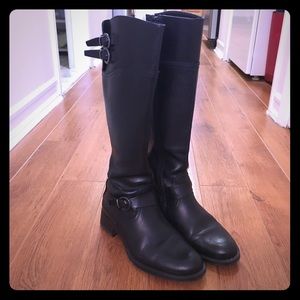 ALDO black leather flat boots