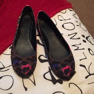 BROWN & NEON LEOPARD PRINT FLATS