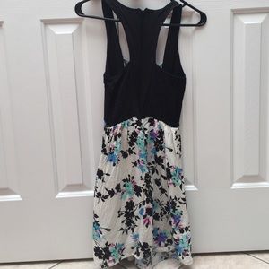 Floral and black racer back dress.