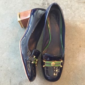 Tory Burch Navy Patent Leather Loafers Sz 8.5