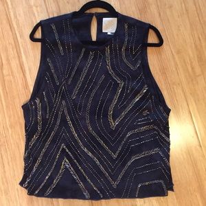 Chaser Black Tie Dye Beaded Tank