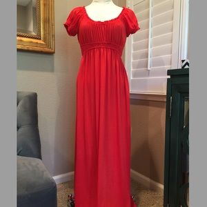 Red Maxi Dress size L Peasant style empire waist