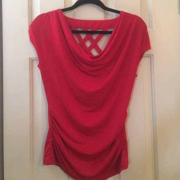 Red wide neck top