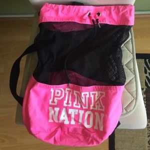 Victoria's Secret pink drawstring backpack