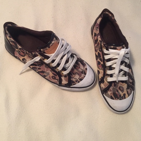 size 7 cheetah print coach sneakers