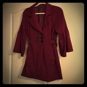 Gorgeous, ruby color bell sleeve jacket size 10!