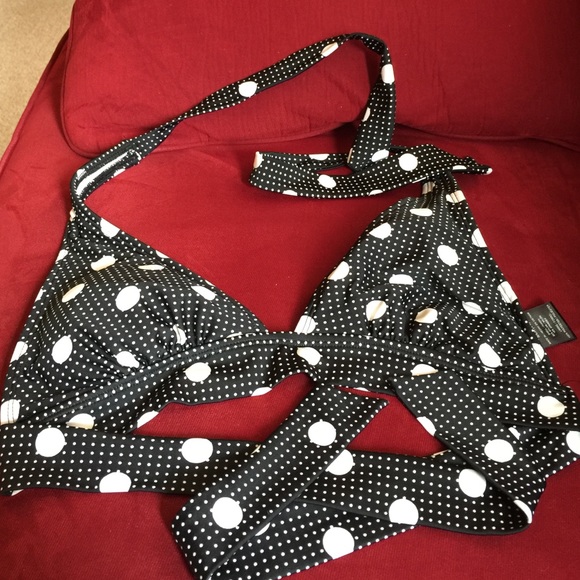 Top to Bikini black w white pin/polka dots (NWOT)