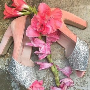 Miu Miu suede and glitter pumps