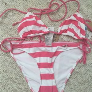 Brand new pink and white striped Hollister bikini