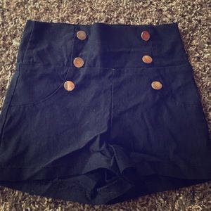 High waisted navy shorts