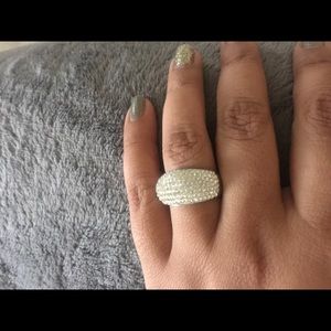 Swarovski crystal sterling silver dome ring