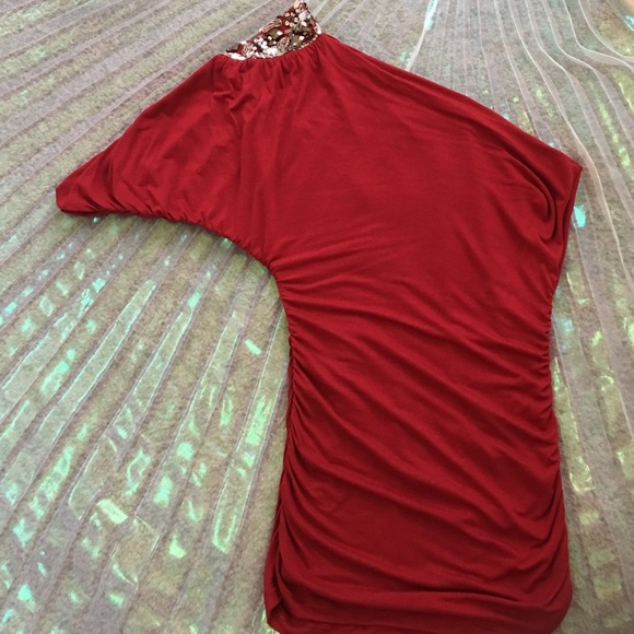 Burgundy, one shoulder top