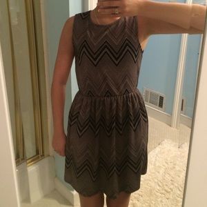 Tan and black chevron dress
