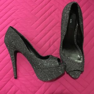 🔥Black glitter 🔥platform open toe pump