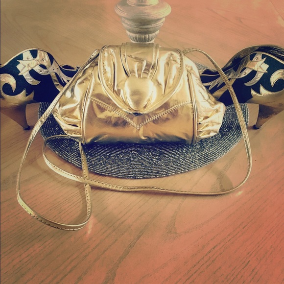 Vintage Gold Metallic Leather dressy purse