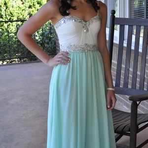 Long white and light blue formal dress size 3/4