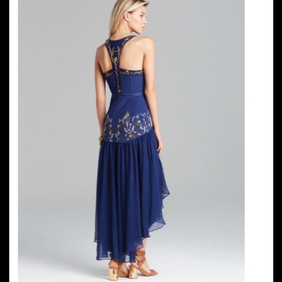 Beautiful Free People Dream Garden Embroidered  Blue Dress Sz.2 - Picture 2 of 15