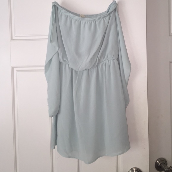 Light blue off the shoulder dress