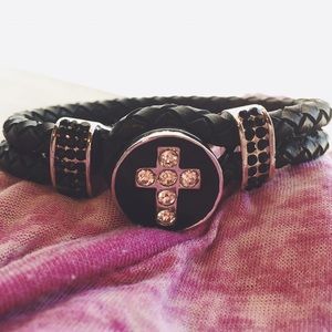 Leather Cross Bracelet