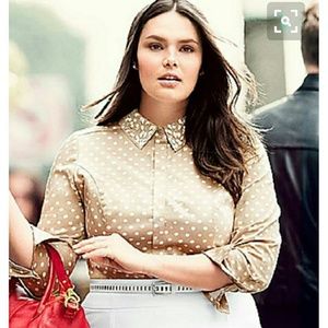 Button-down polka dot blouse