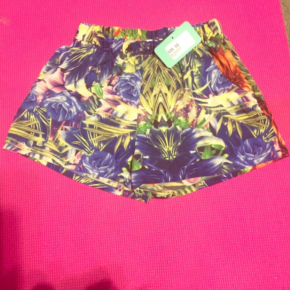 CUTE POLYESTER COLORFUL HAWAIIAN PRINT SHORTS NWT! - Picture 1 of 4