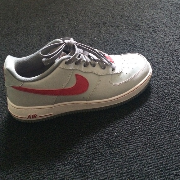 Red and grey Air Force 1s