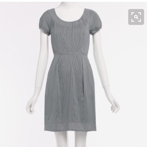 J crew striped navy cap sleeve casual pocket dress