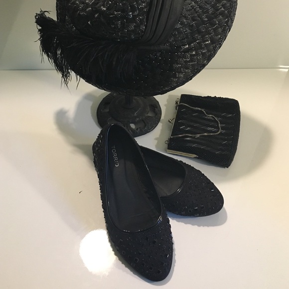 Torrid Black Faceted Gem Flats 9W