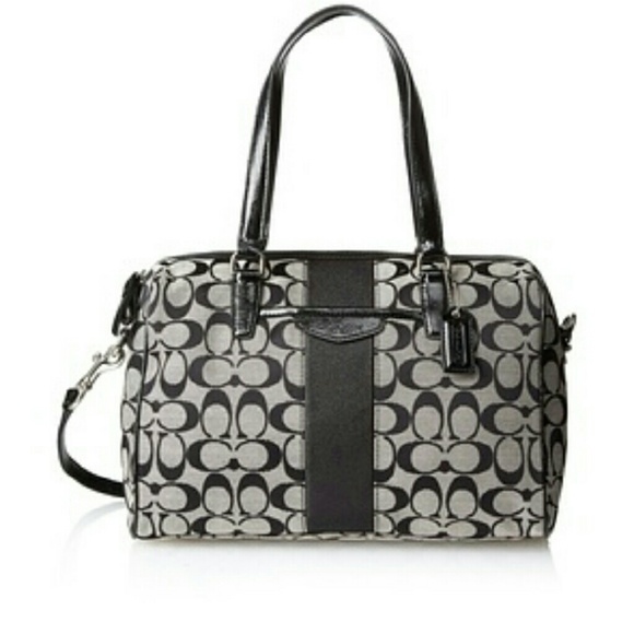 Coach Signature Nancy Satchell Black and white.