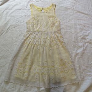 Free people white lace dress with yellow lining