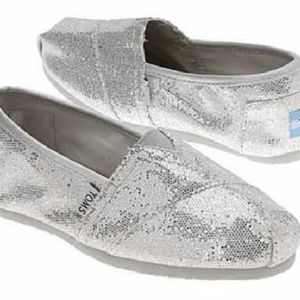 Silver Sparkly Toms 7.5