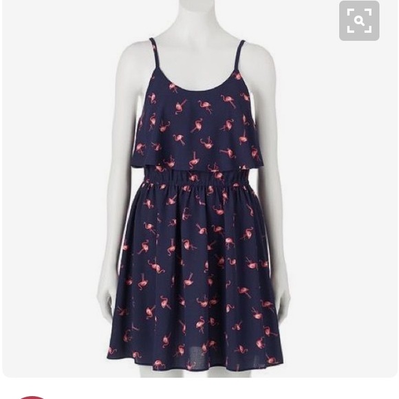 Elle Flamingo print tiered dress, medium