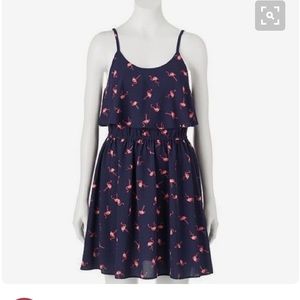 Elle Flamingo print tiered dress, medium
